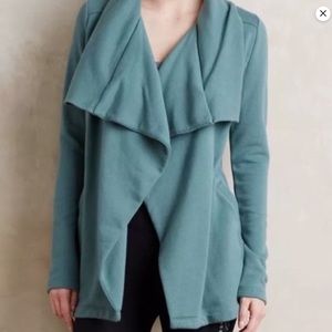 Anthropologie Saturday Sunday Green Shawled Draped Waterfall Cardigan Size XS